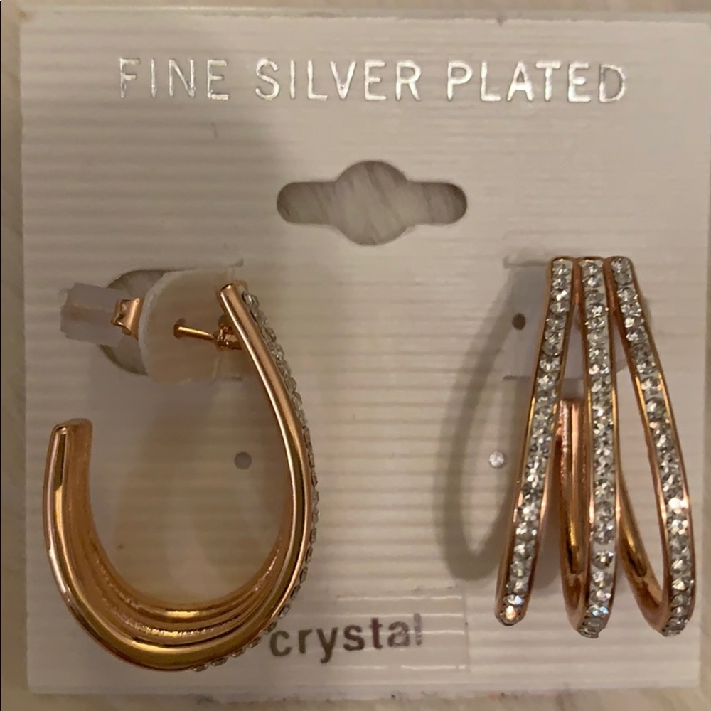 Rose gold and crystal earrings